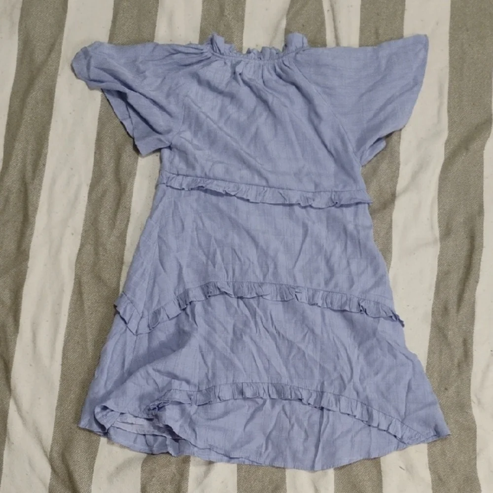 The Mint Julep Boutique Girls Small Light Blue Flirty Dress with Ruffles
